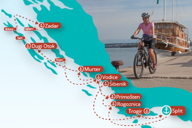 C3 - Dalmácie sever na kole - mapa